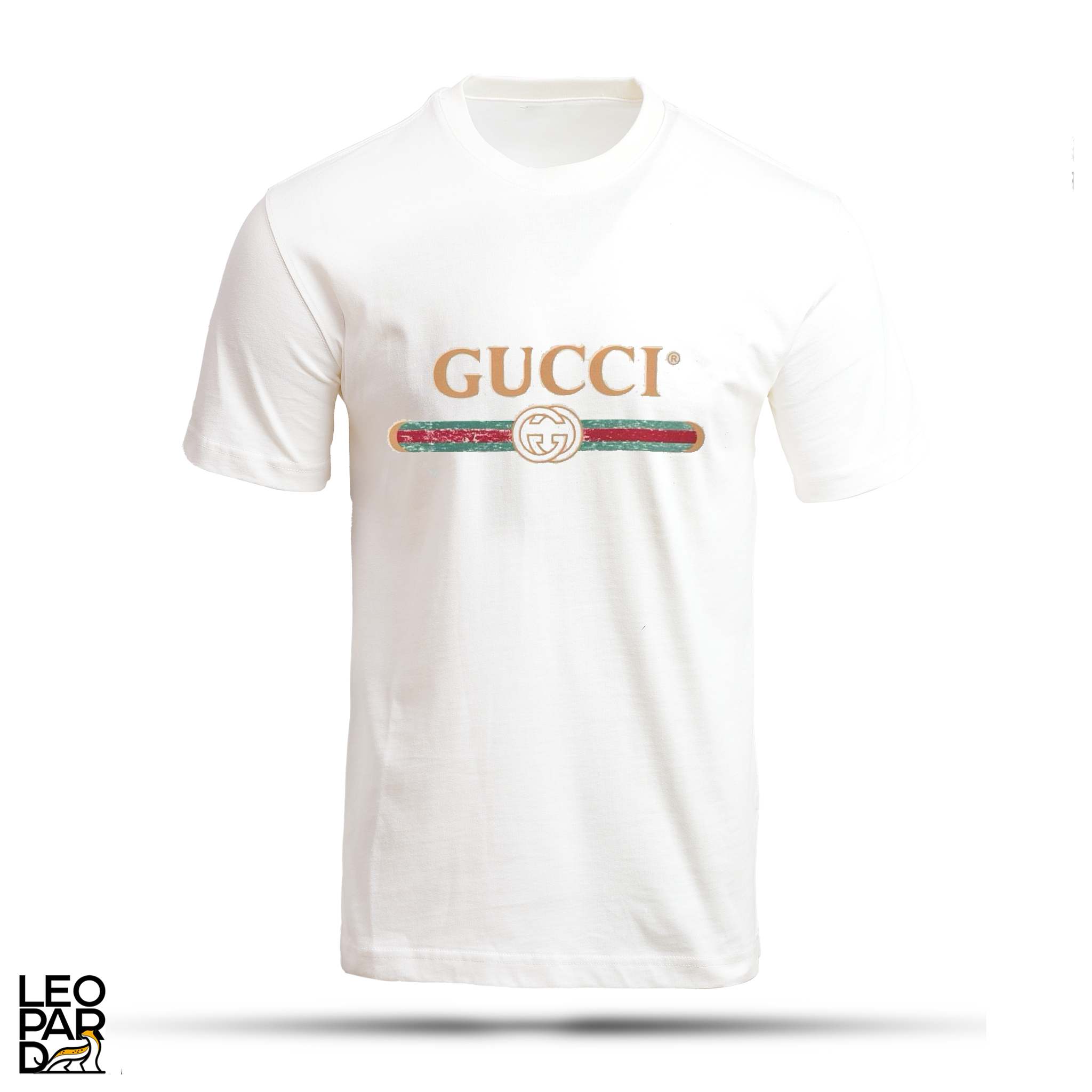 GUCC I Men’s Tee with Classic Logo & Web Stripe GU006