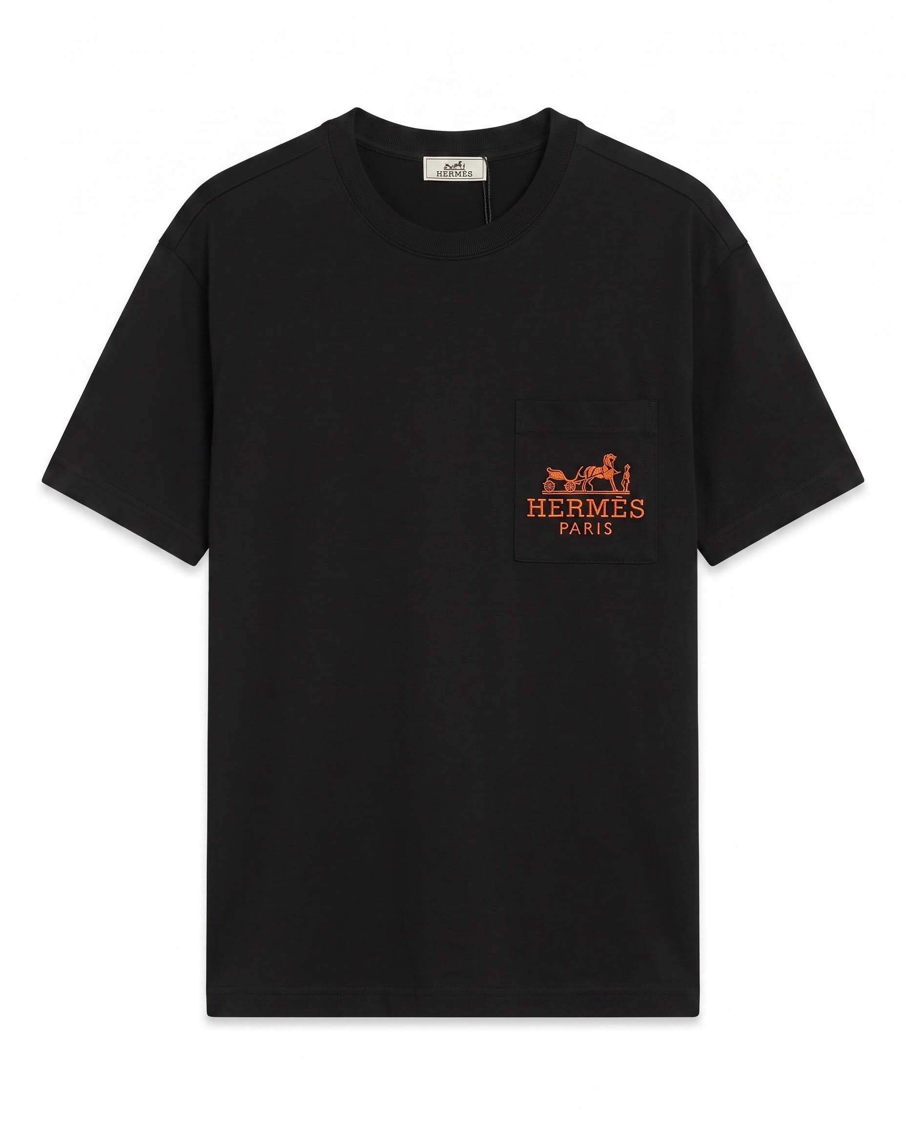 HERME S Men’s T‑Shirt with Small Hermes Chest Logo 159
