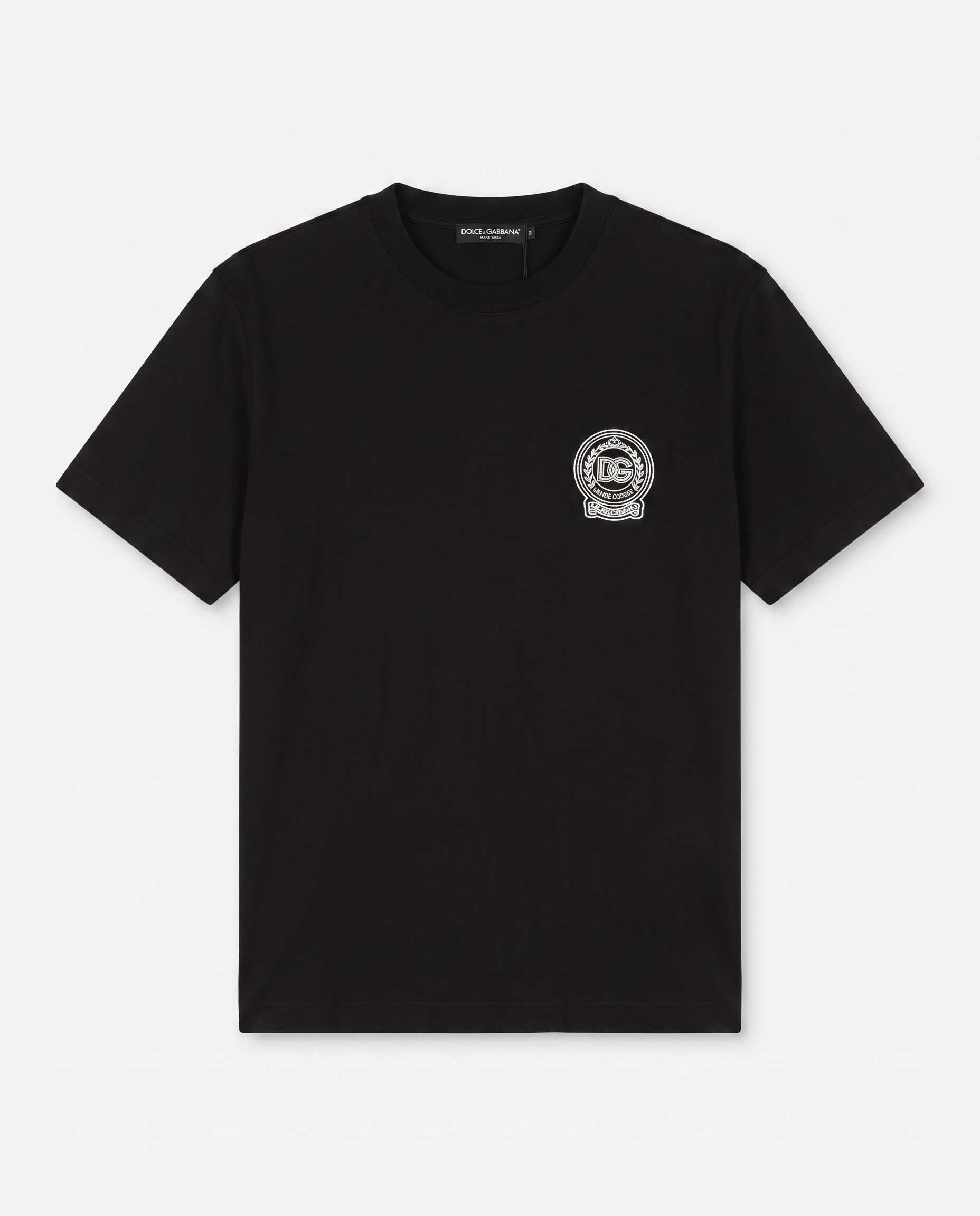 D& G Men’s T‑Shirt with Embroidered Round Chest Patch DG005