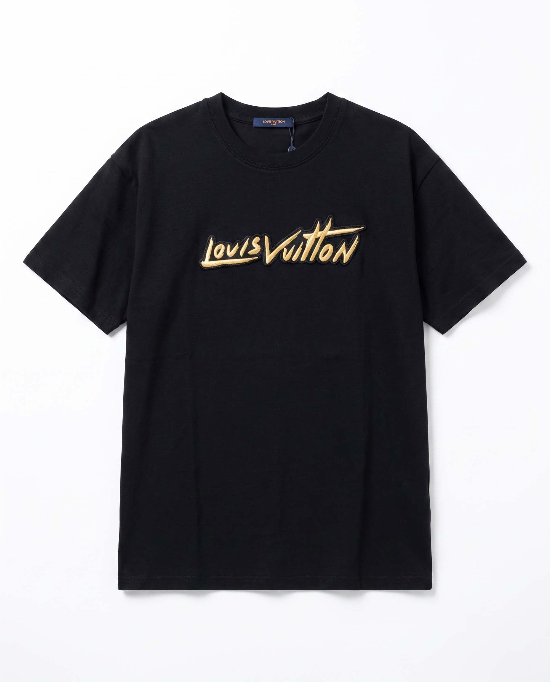 LOUIS VUITTO N Men’s Tee with Gold Louis Vuitton Script Print 11432