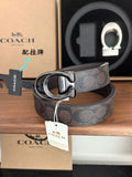 Coach Men’s Signature Leather Belt with Interchangeable Buckle